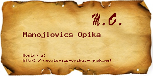 Manojlovics Opika névjegykártya